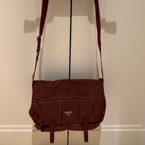 Nylon Burgundy Prada Messenger Bag
